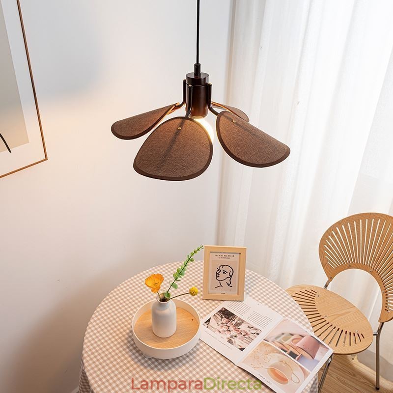 Lámpara colgante nórdica estilo Wabi Sabi con pantalla de tela, lámpara de techo decorativa