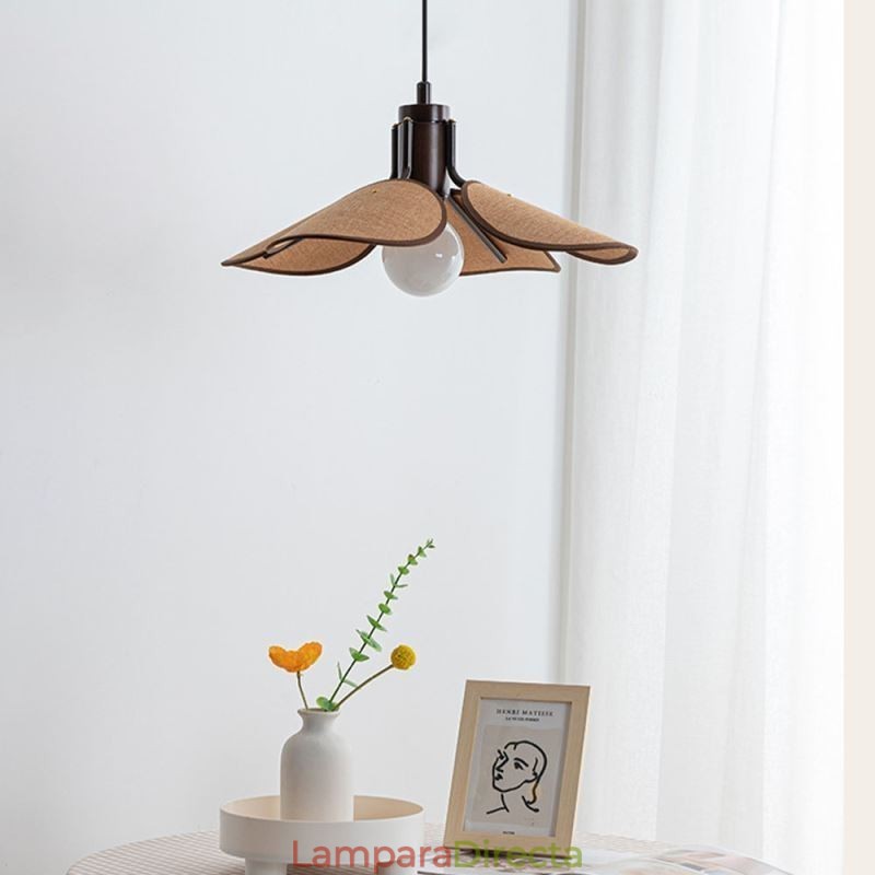 Lámpara colgante nórdica estilo Wabi Sabi con pantalla de tela, lámpara de techo decorativa
