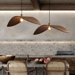 Lámpara colgante de madera maciza, luz de techo retro creativa