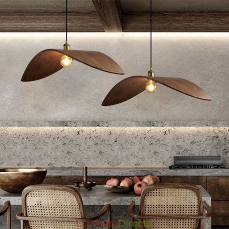 Lámpara colgante de madera maciza, luz de techo retro creativa Lámpara colgante de madera maciza, luz de techo retro creativa
