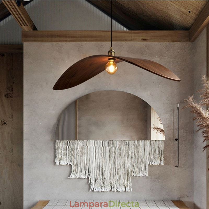 Lámpara colgante de madera maciza, luz de techo retro creativa