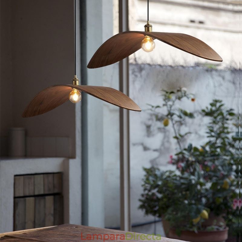 Lámpara colgante de madera maciza, luz de techo retro creativa