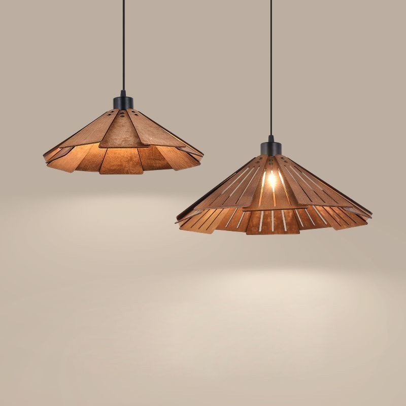 Lámpara colgante retro creativa de madera para techo