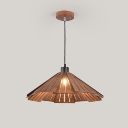 Lámpara colgante retro creativa de madera para techo