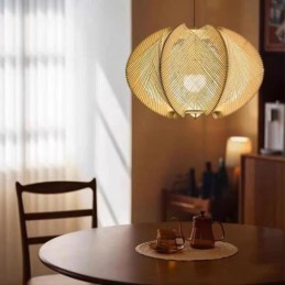 Lámpara colgante nórdica retro estilo Wabi Sabi, lámpara de techo de madera maciza hecha a mano