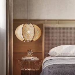 Lámpara colgante nórdica retro estilo Wabi Sabi, lámpara de techo de madera maciza hecha a mano