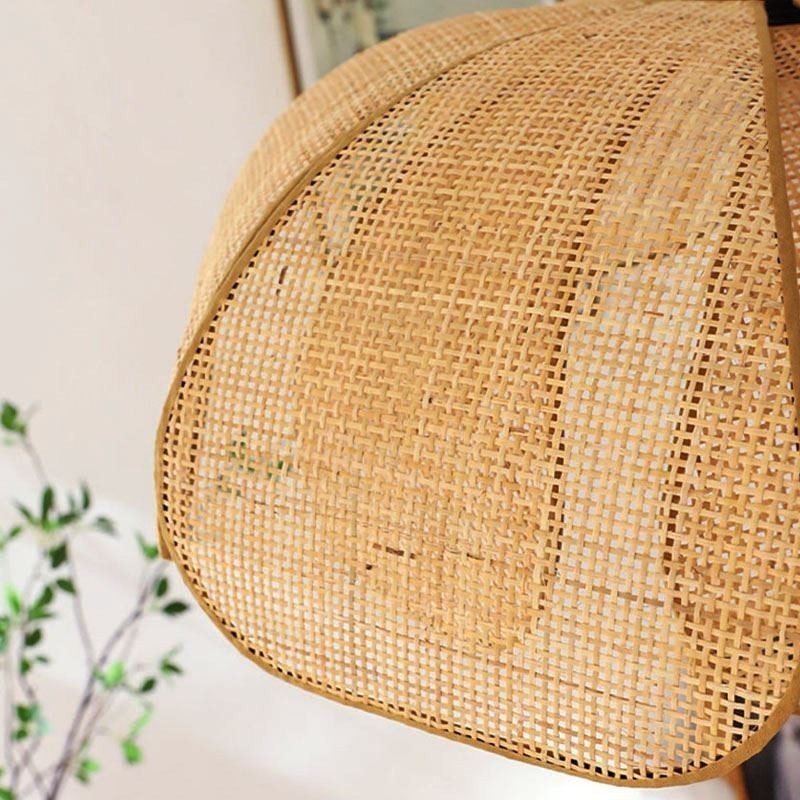 Lámpara colgante de pétalos de ratán, estilo Wabi Sabi, lámpara de techo de ratán tejida a mano