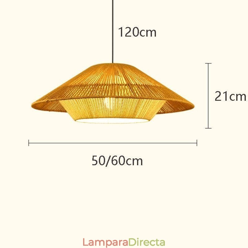 Lámpara colgante de cuerda de cáñamo tejida a mano para techo