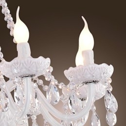Lámpara de araña de cristal blanco de 8 luces para sala de estar moderna