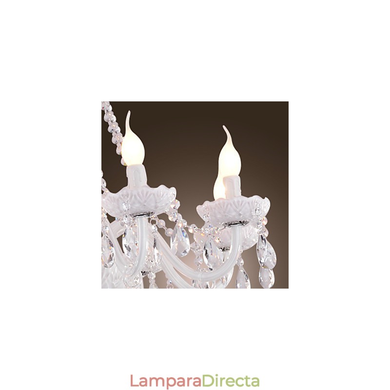 Lámpara de araña de cristal blanco de 8 luces para sala de estar moderna
