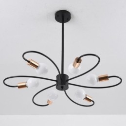 Lámpara de araña rústica de 6 luces con pétalos clásicos para techo