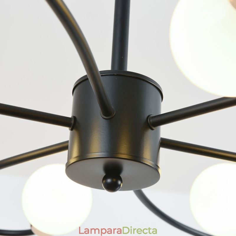 Lámpara de araña rústica de 6 luces con pétalos clásicos para techo