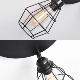 Lámpara de techo industrial empotrada de 3 luces con jaula metálica