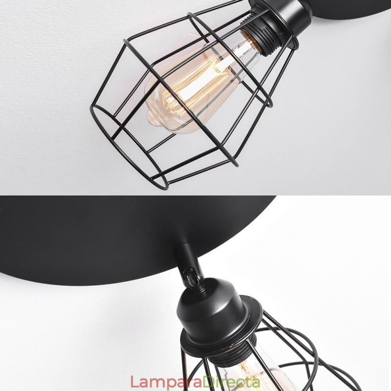 Lámpara de techo industrial empotrada de 3 luces con jaula metálica