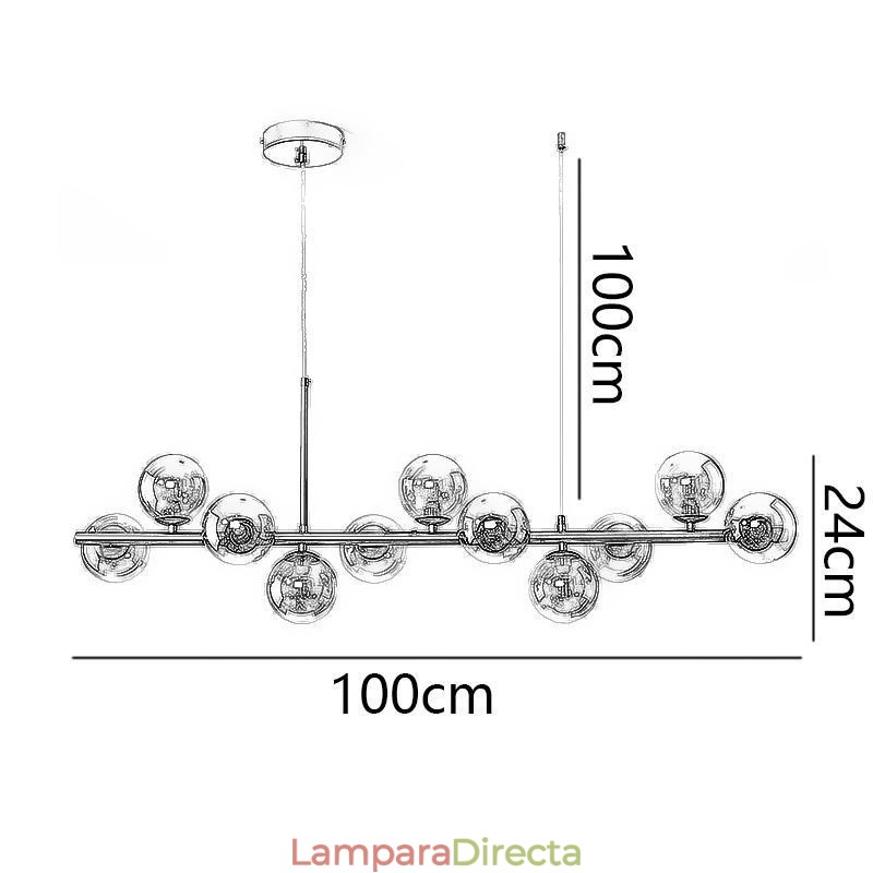 Lámpara colgante Magic Beans, lámpara de techo de vidrio molecular