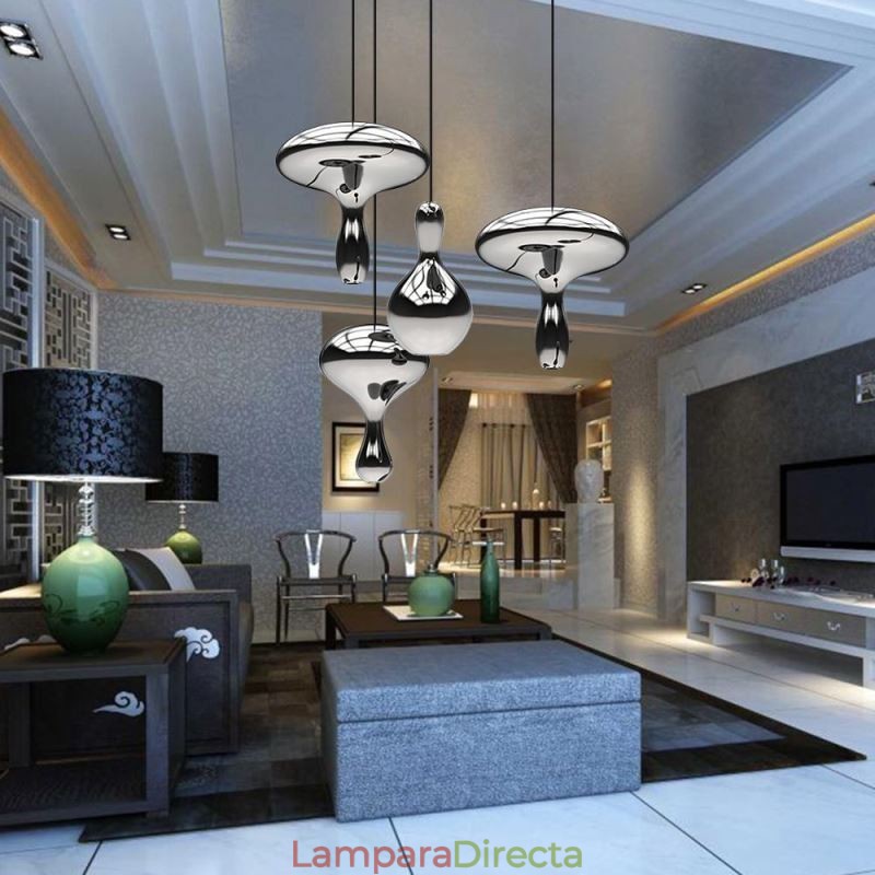 Lámpara colgante creativa moderna y sencilla de vidrio galvanizado, pequeña lámpara de techo