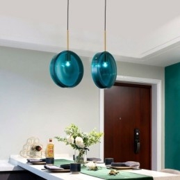 Lámpara colgante de cristal con forma de pastel redonda, moderna y minimalista, de hierro forjado.