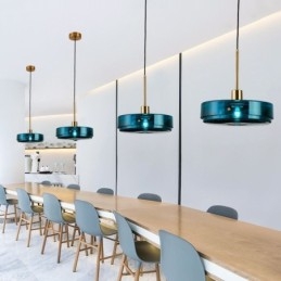 Lámpara colgante de cristal con forma de pastel redonda, moderna y minimalista, de hierro forjado.