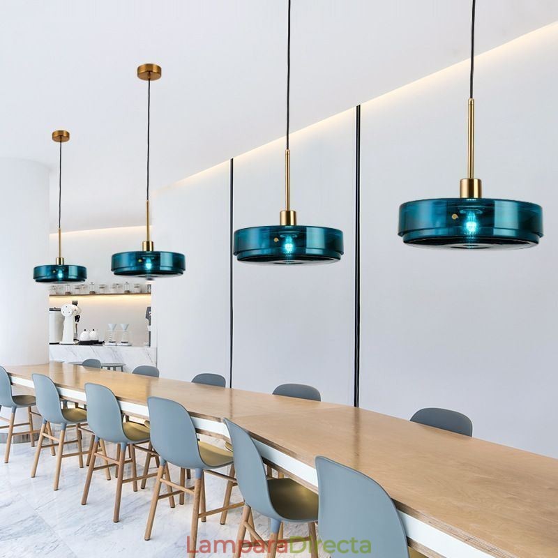 Lámpara colgante de cristal con forma de pastel redonda, moderna y minimalista, de hierro forjado.