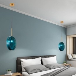 Lámpara colgante de cristal con forma de pastel redonda, moderna y minimalista, de hierro forjado.