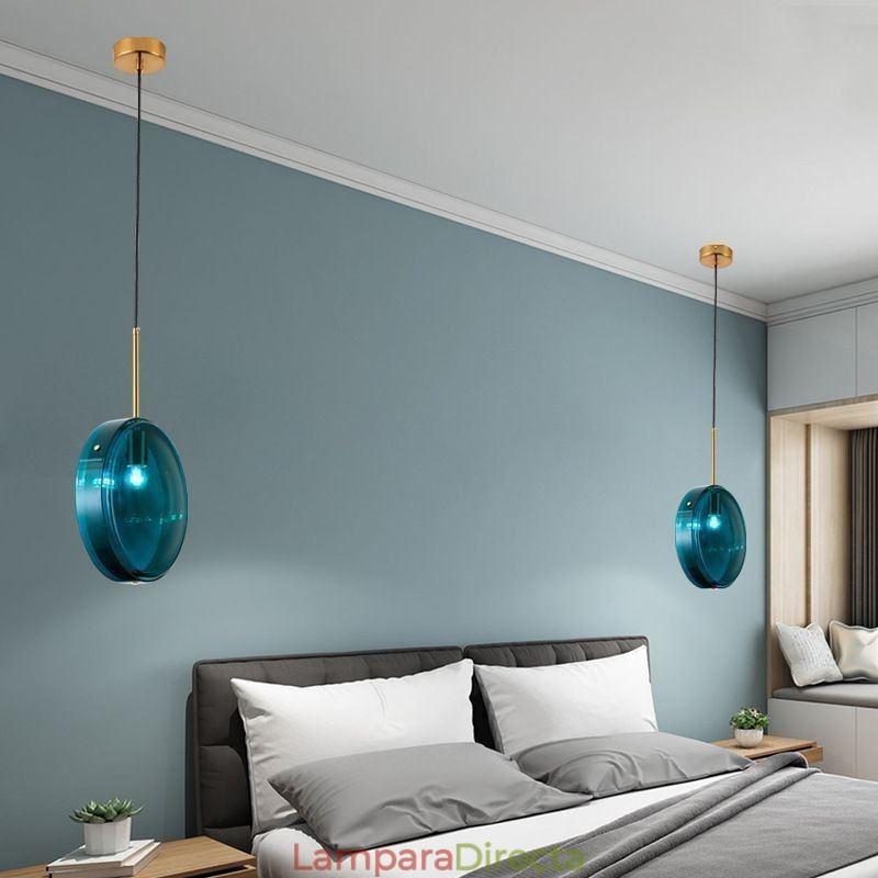 Lámpara colgante de cristal con forma de pastel redonda, moderna y minimalista, de hierro forjado.