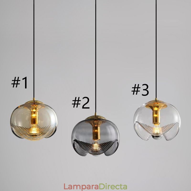 Lámpara colgante de cristal con estambre, moderna y minimalista, de hierro forjado.