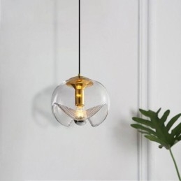 Lámpara colgante de cristal con estambre, moderna y minimalista, de hierro forjado.