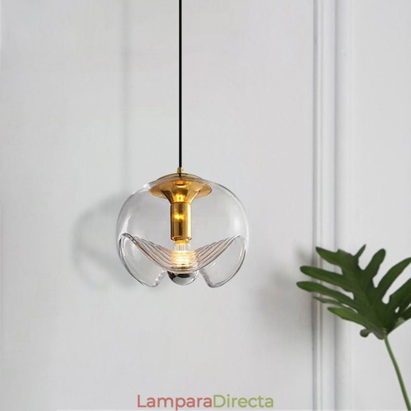 Lámpara colgante de cristal con estambre, moderna y minimalista, de hierro forjado.