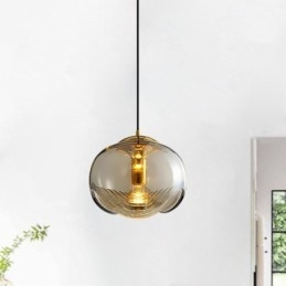 Lámpara colgante de cristal con estambre, moderna y minimalista, de hierro forjado.