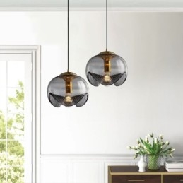 Lámpara colgante de cristal con estambre, moderna y minimalista, de hierro forjado.
