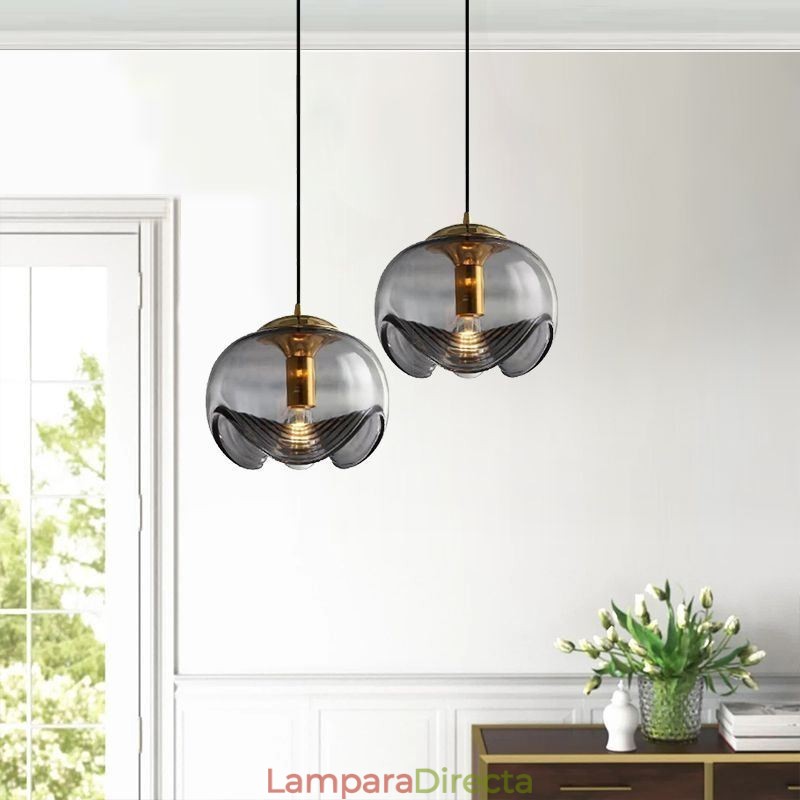 Lámpara colgante de cristal con estambre, moderna y minimalista, de hierro forjado.