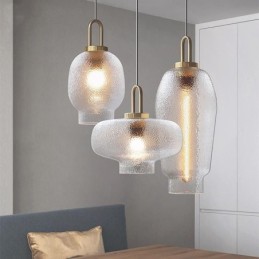 Lámpara colgante de vidrio esmerilado, moderna y minimalista, de hierro forjado.