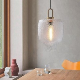 Lámpara colgante de vidrio esmerilado, moderna y minimalista, de hierro forjado.