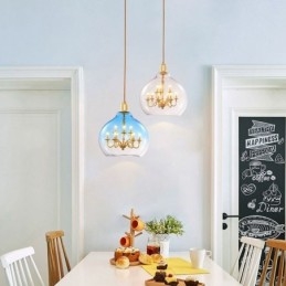 Lámpara colgante de vidrio moderna minimalista de hierro forjado, 9 luces