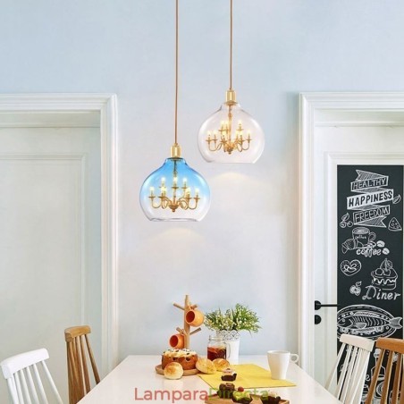 Lámpara colgante de vidrio moderna minimalista de hierro forjado, 9 luces Lámpara colgante de vidrio moderna minimalista de hierro forjado, 9 luces