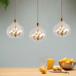 Lámpara colgante de vidrio moderna minimalista de hierro forjado, 9 luces
