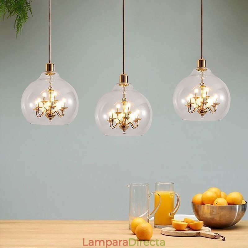 Lámpara colgante de vidrio moderna minimalista de hierro forjado, 9 luces