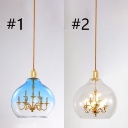 Lámpara colgante de vidrio moderna minimalista de hierro forjado, 9 luces