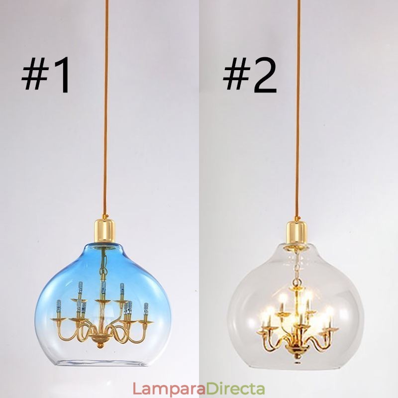 Lámpara colgante de vidrio moderna minimalista de hierro forjado, 9 luces