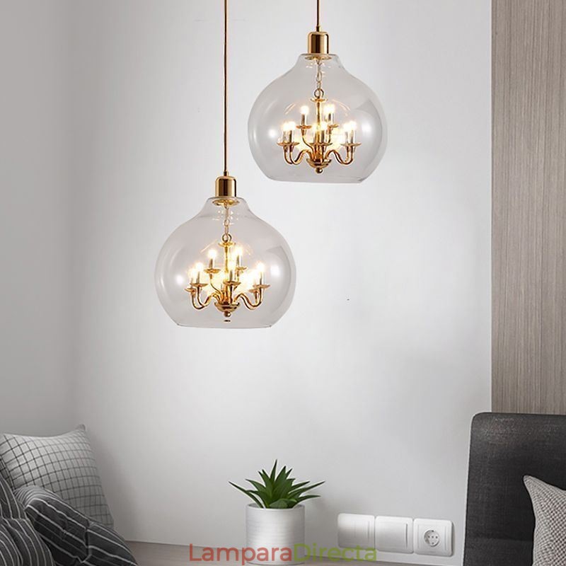 Lámpara colgante de vidrio moderna minimalista de hierro forjado, 9 luces