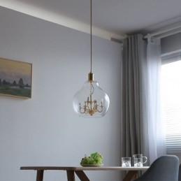 Lámpara colgante de vidrio moderna minimalista de hierro forjado, 9 luces