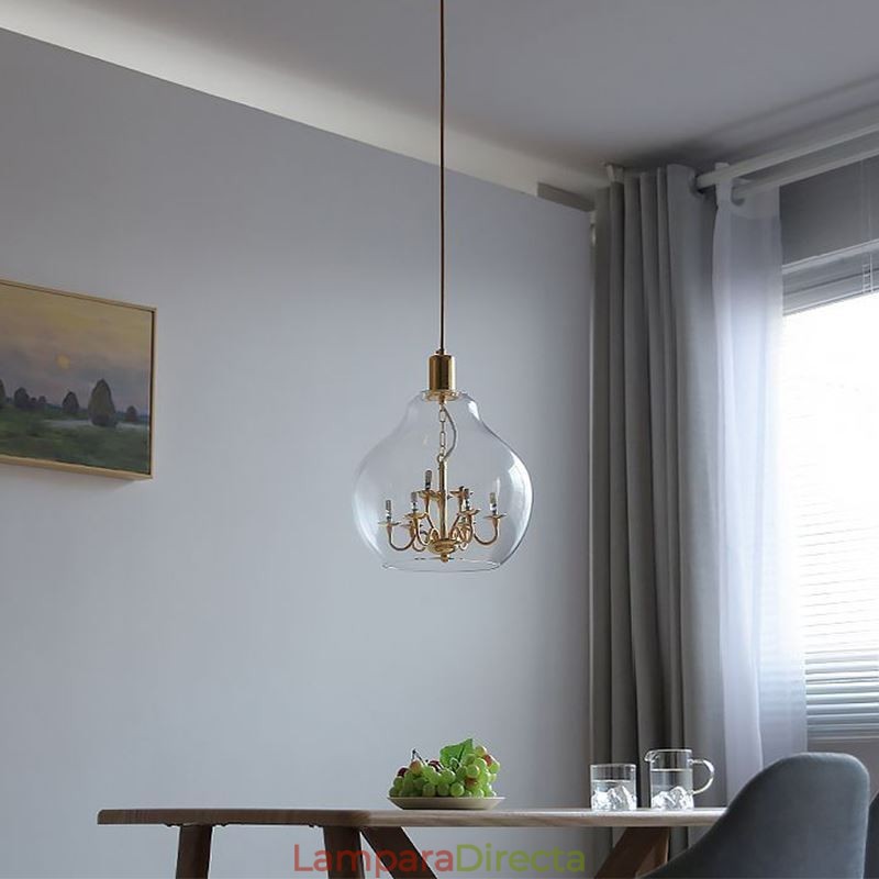Lámpara colgante de vidrio moderna minimalista de hierro forjado, 9 luces