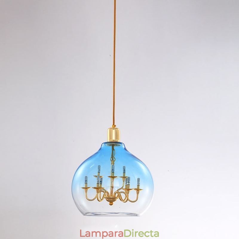 Lámpara colgante de vidrio moderna minimalista de hierro forjado, 9 luces