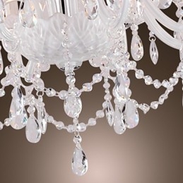 Lámpara de araña de cristal blanco de 8 luces para sala de estar moderna