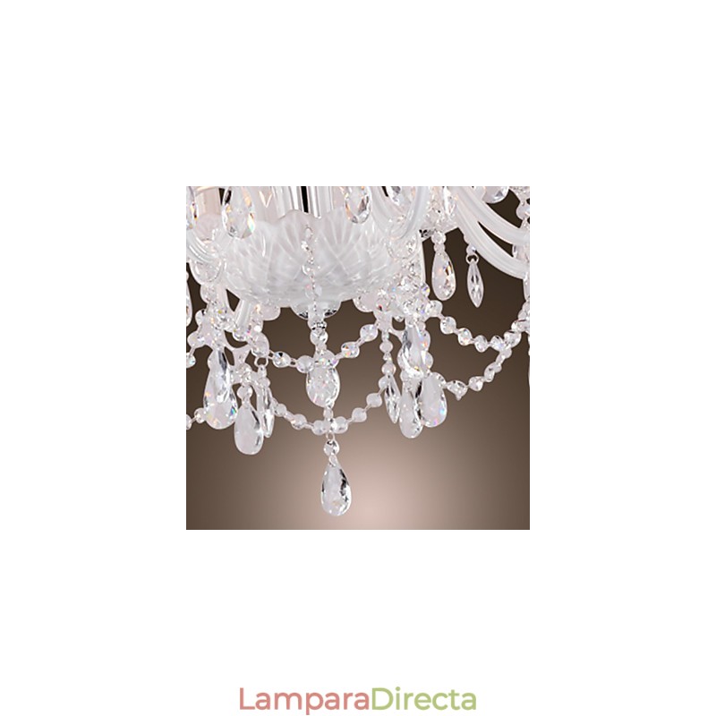 Lámpara de araña de cristal blanco de 8 luces para sala de estar moderna