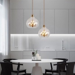 Lámpara colgante de vidrio moderna minimalista de hierro forjado, 9 luces