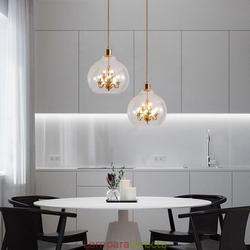 Lámpara colgante de vidrio moderna minimalista de hierro forjado, 9 luces