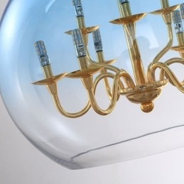 Lámpara colgante de vidrio moderna minimalista de hierro forjado, 9 luces