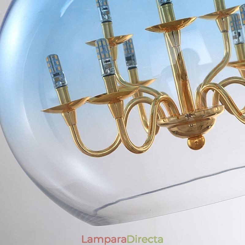 Lámpara colgante de vidrio moderna minimalista de hierro forjado, 9 luces