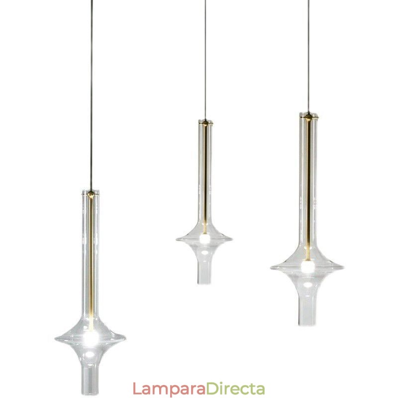 Lámpara colgante de tubo de vidrio, moderna y minimalista, de hierro forjado.
